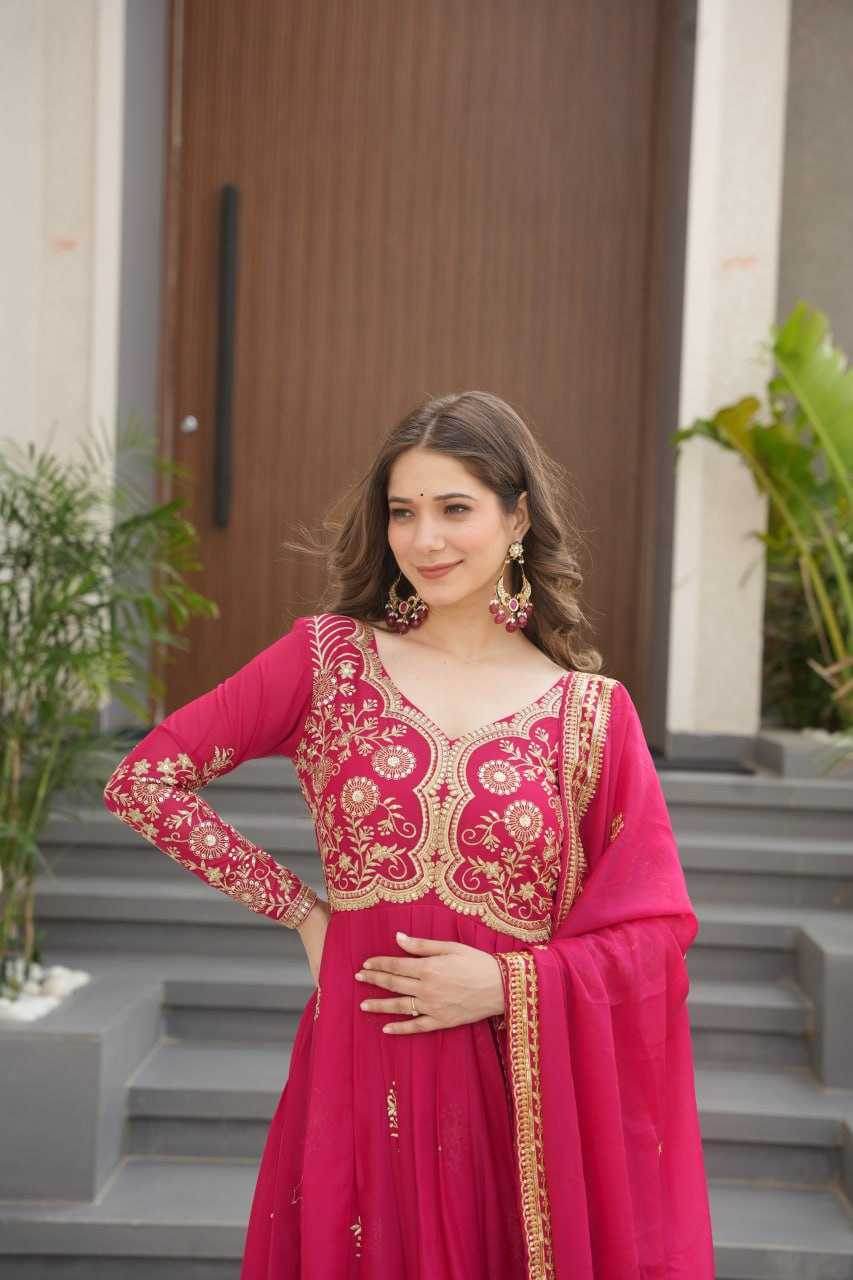 Georgette Designer Gown With Dupatta - MYLUXURY LANE ENTERPRISE